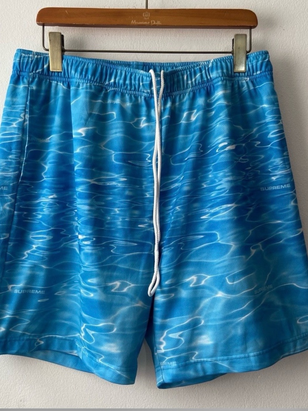 Supreme Blue Water-Print Mesh Shorts